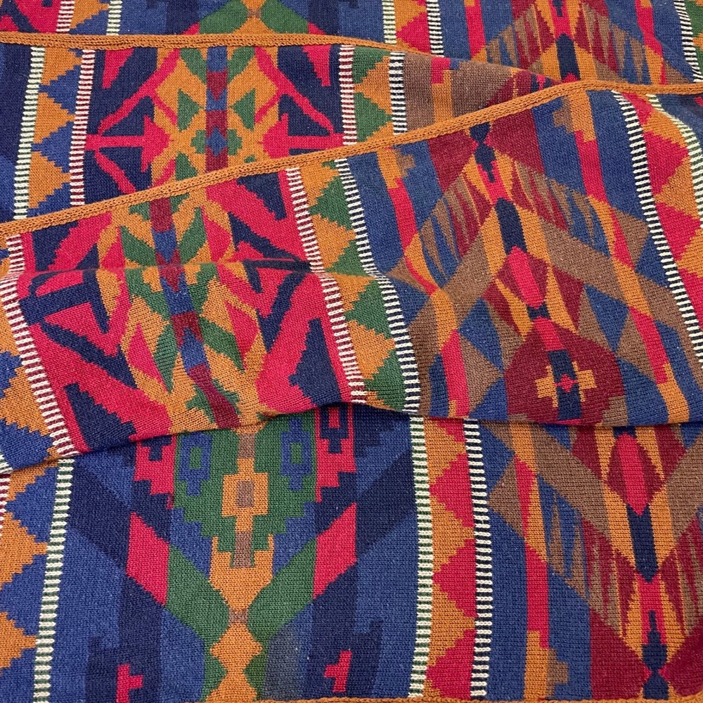 VTG JH Collectibles Southwestern Knit Shawl Wrap Scarf Fringe Trim Geometric - Picture 11 of 14